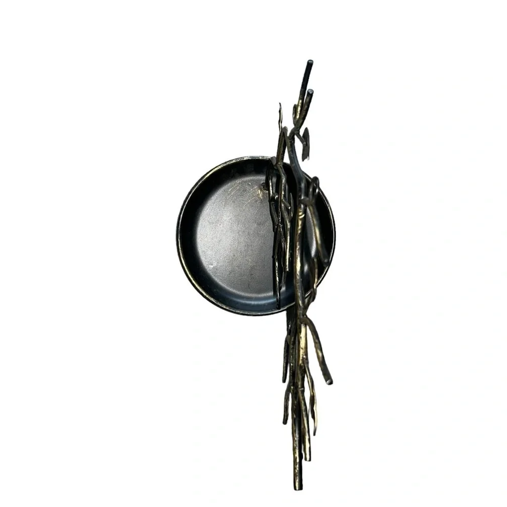 Beautiful Iron Jewelry Tree Display Organizer Metal Leaves Round Tray Base